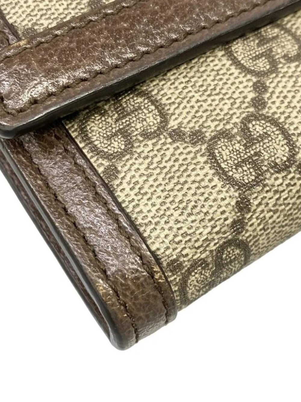GUCCI Ophidia 523153 Beige Ebony Dark Brown PVC Leather Long Wallet - Picture 7 of 13